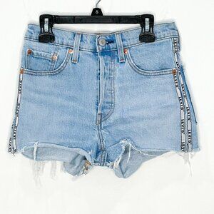 Levi’s Premium 501 High Rise Shorts Dibs 31 Side Stripe Denim Shortie Size 24